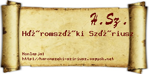 Háromszéki Szíriusz névjegykártya